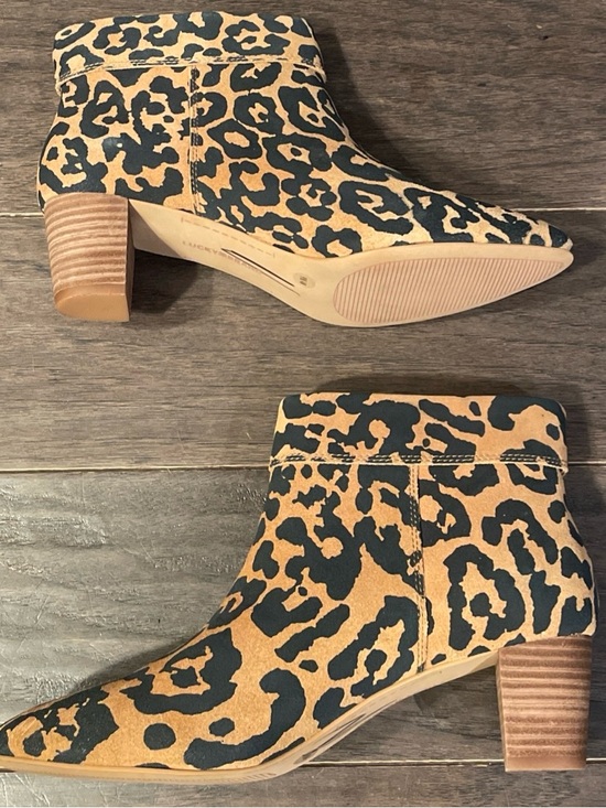 Lucky Brand Shoes - LUCKY BRAND Womens Beige Animal Print Zaprika Slip On Leather Dress Booties 9 M